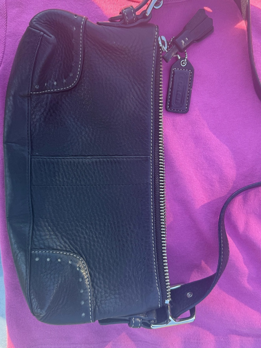 Coach Black Leather Bag with Silver Hardware